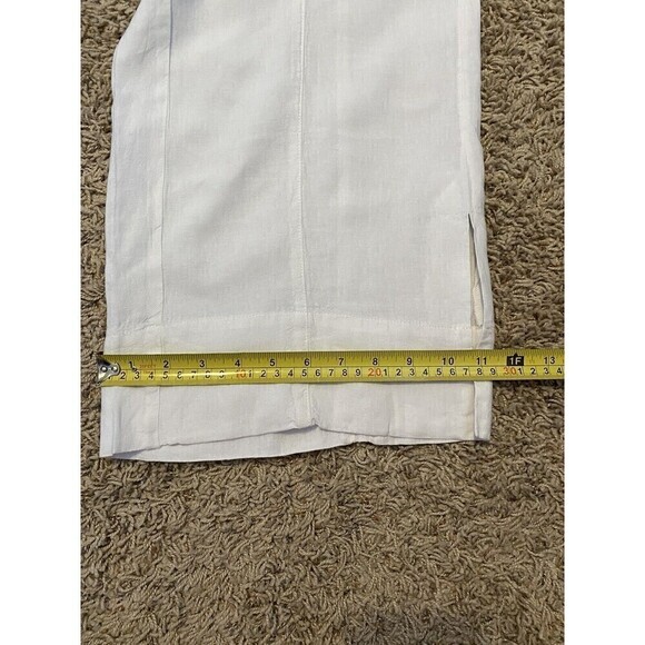 Nic + ZOE Pants Womens Size 12 Wide Leg Linen Blend White Stretch Elastic Waist - Picture 12 of 12